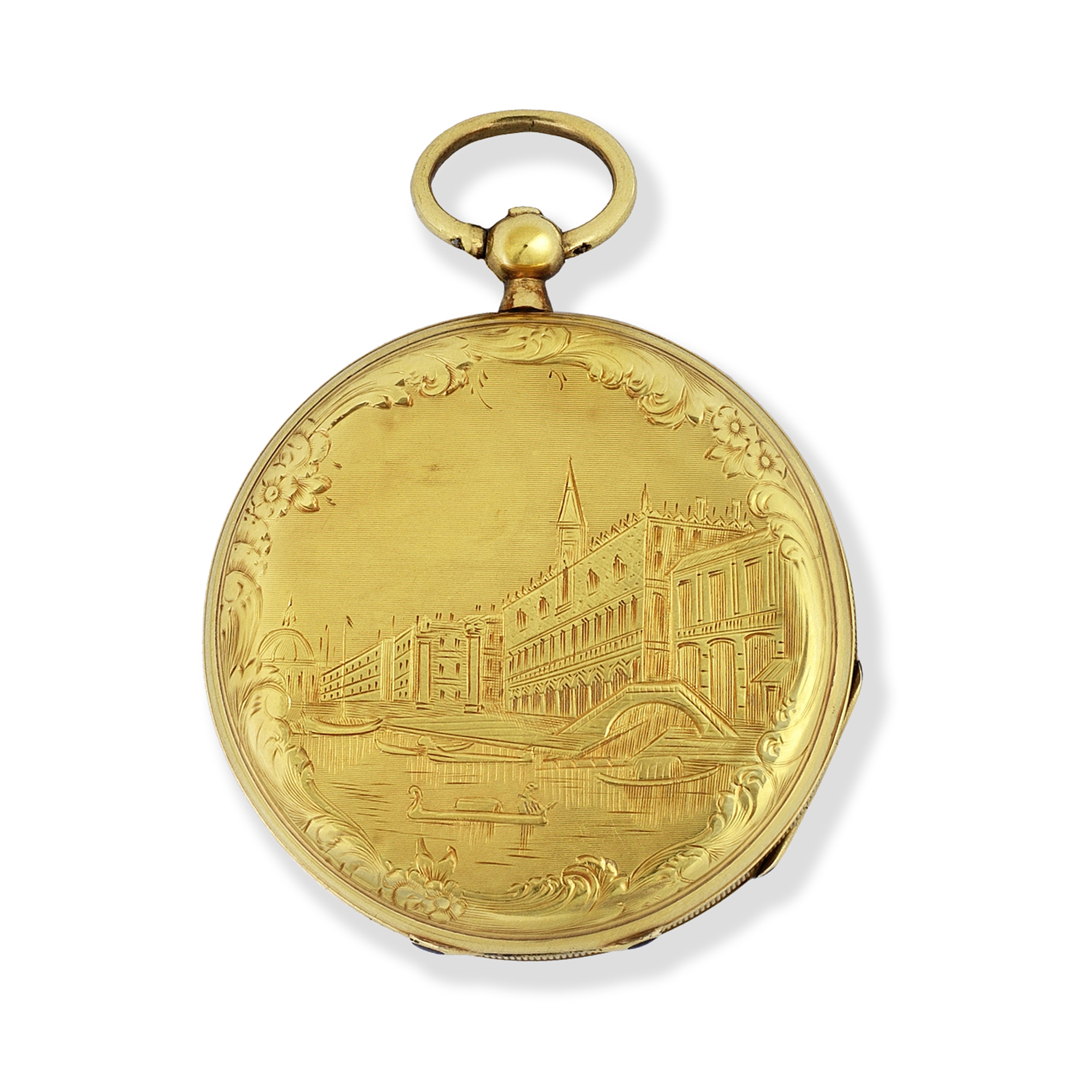 Vacheron, A Gen&#232;ve. An 18K gold key wind open face pocket watch with Venetian engraving Circ...