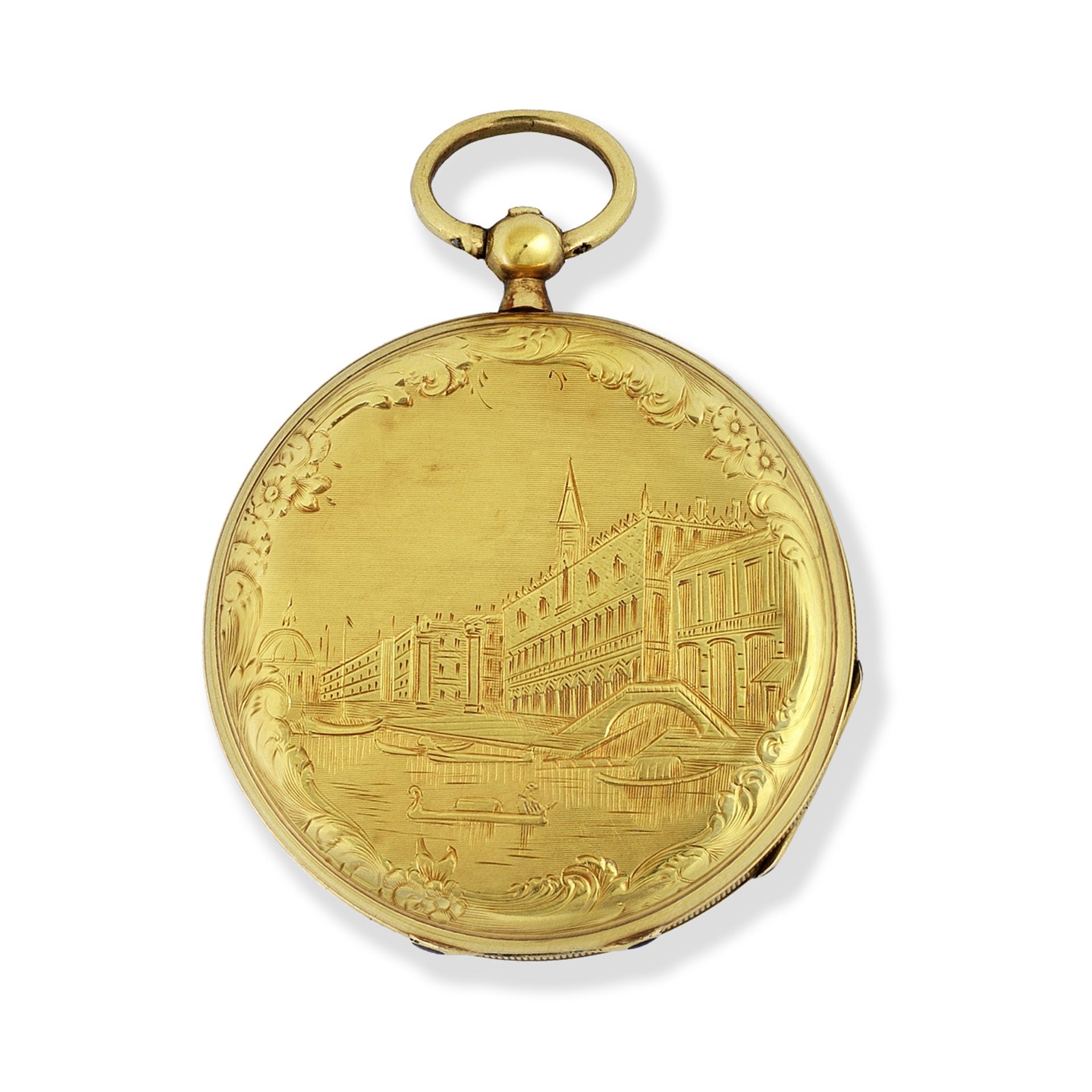 Vacheron, A Gen&#232;ve. An 18K gold key wind open face pocket watch with Venetian engraving Circ...