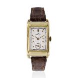 Rolex. A 9K gold manual wind rectangular wristwatch Glasgow Import mark for 1933