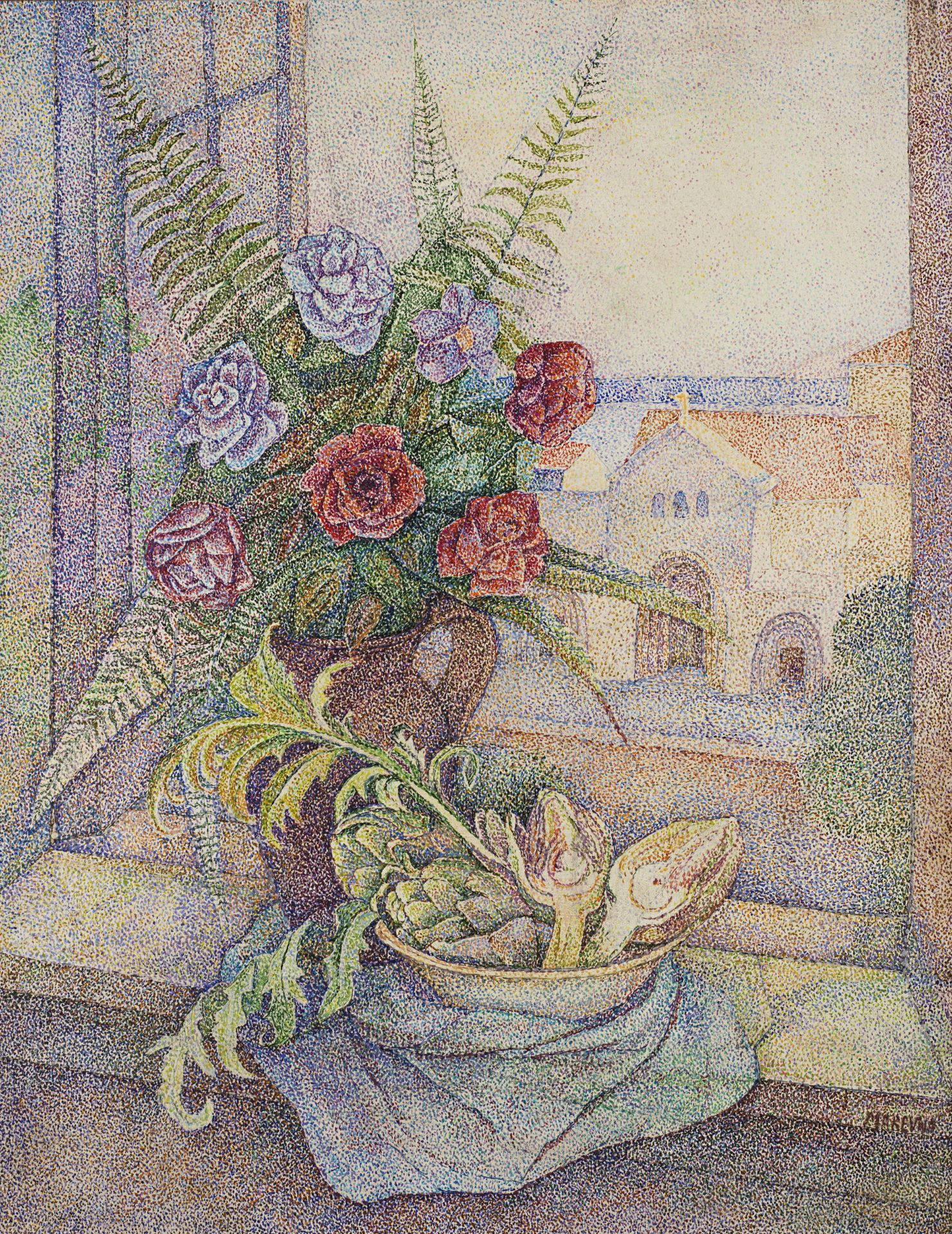 Marevna (Maria Vorobieff) (Russian, 1892-1984) Bouquets de fleurs et artichauts (Painted c. 1940)