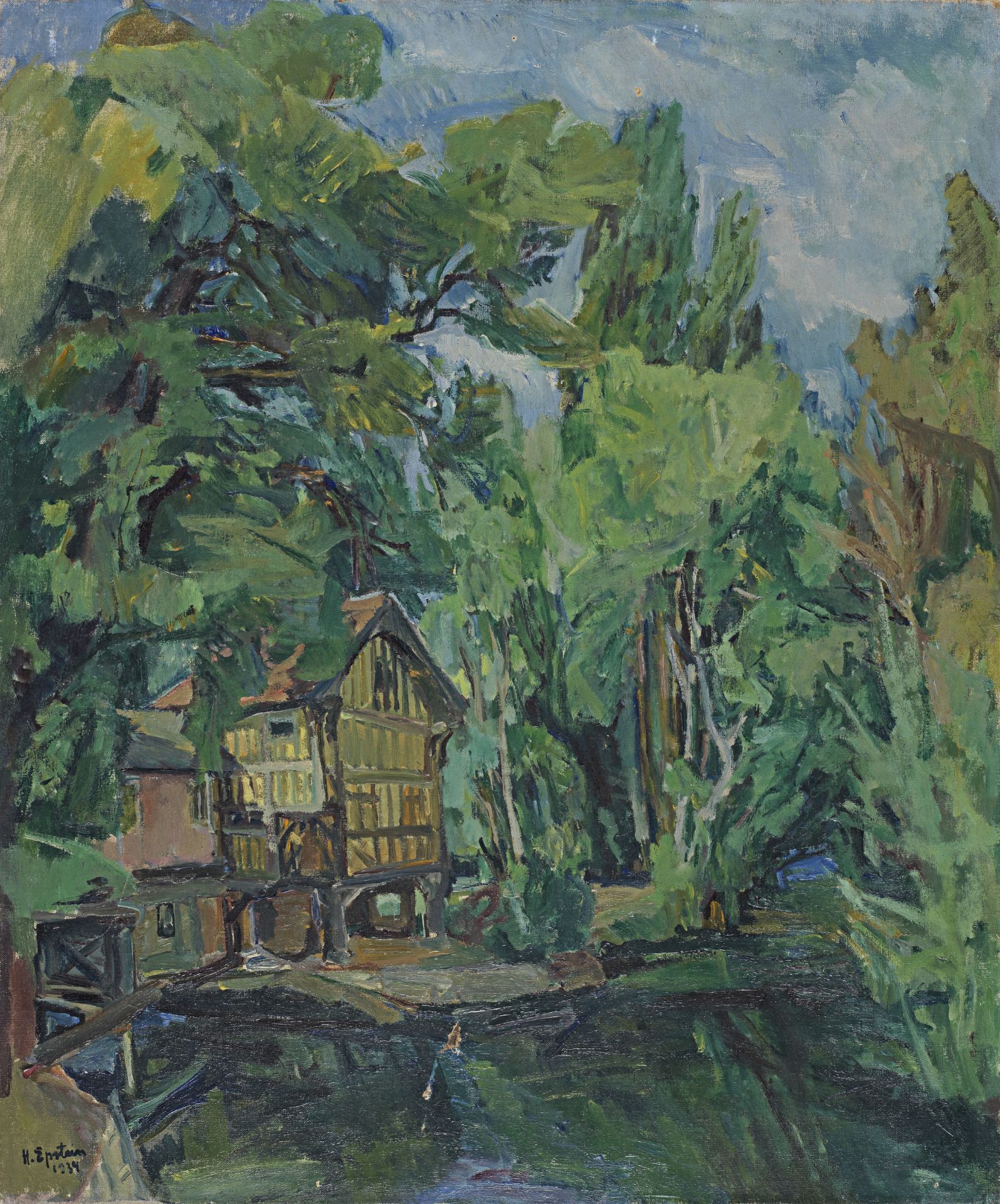 Henri Epstein (Polish, 1891-1944) Maison au bord d'une rivi&#232;re (unframed)