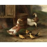 Edgar Hunt (British, 1876-1953) A family of ducks