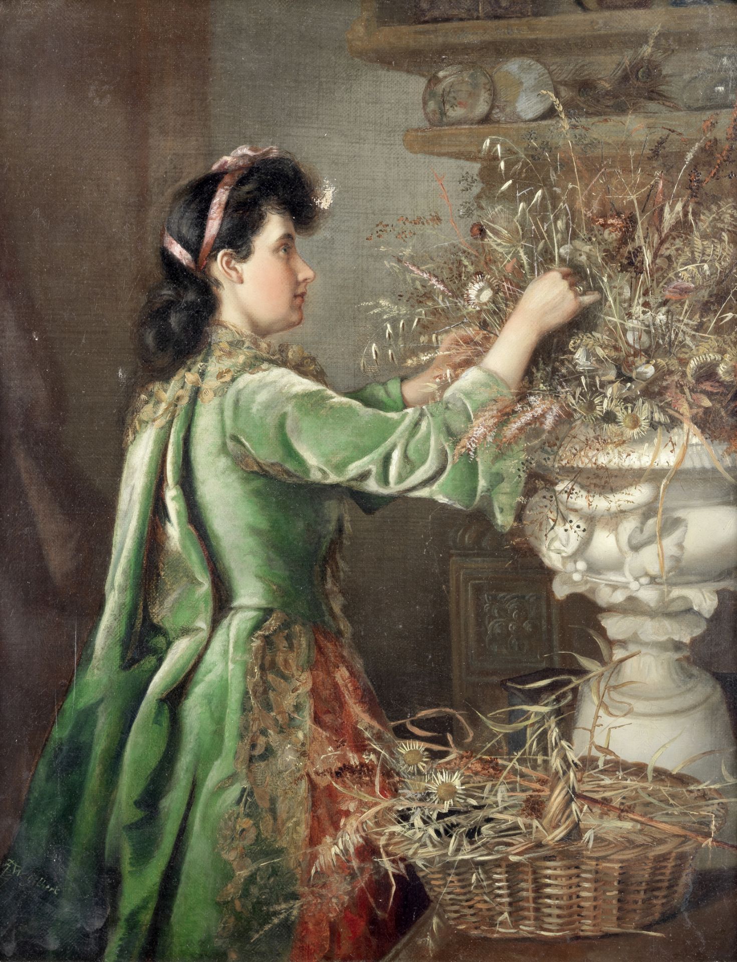 Minnie F. W. Gilbert (British late 19th century) Arranging flowers