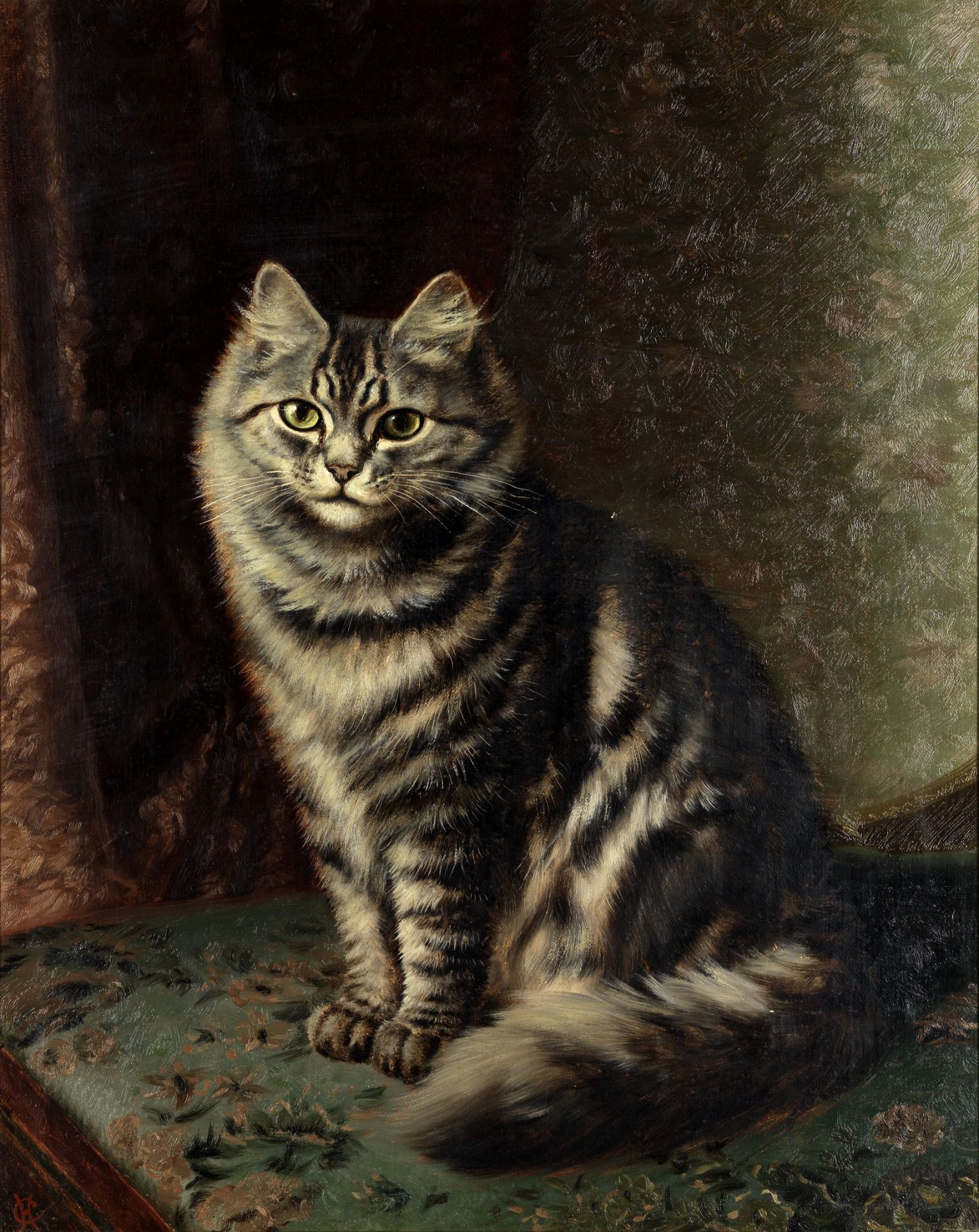 Horatio Henry Couldery (British, 1832-1893) A silver tabby on a chair