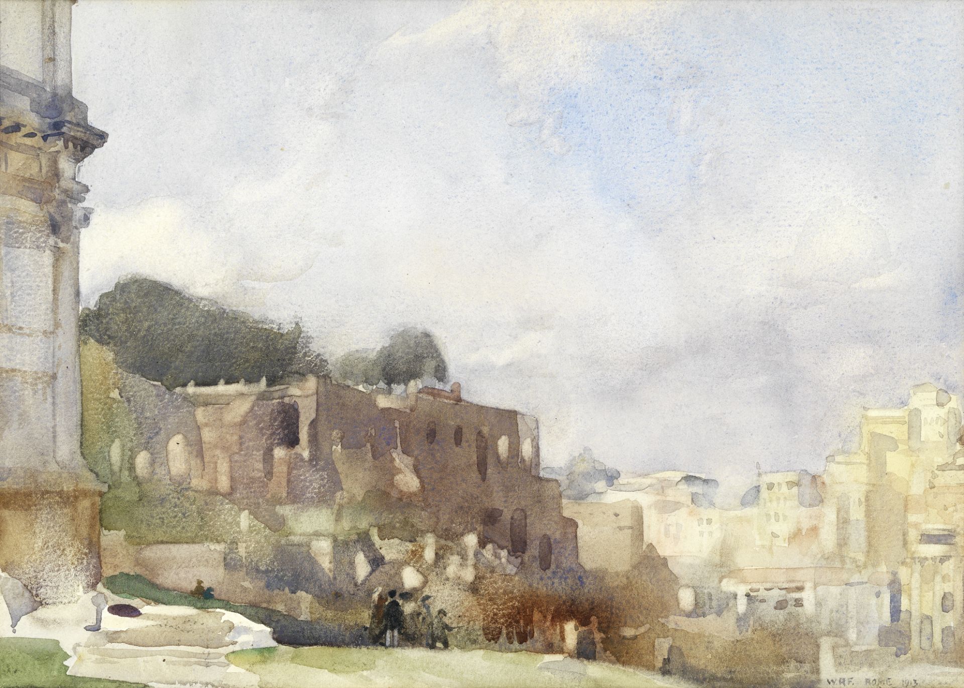 Sir William Russell Flint R.A., P.R.W.S. (1880-1969) 'Rome, The Palatine and Forum from the Arch ...