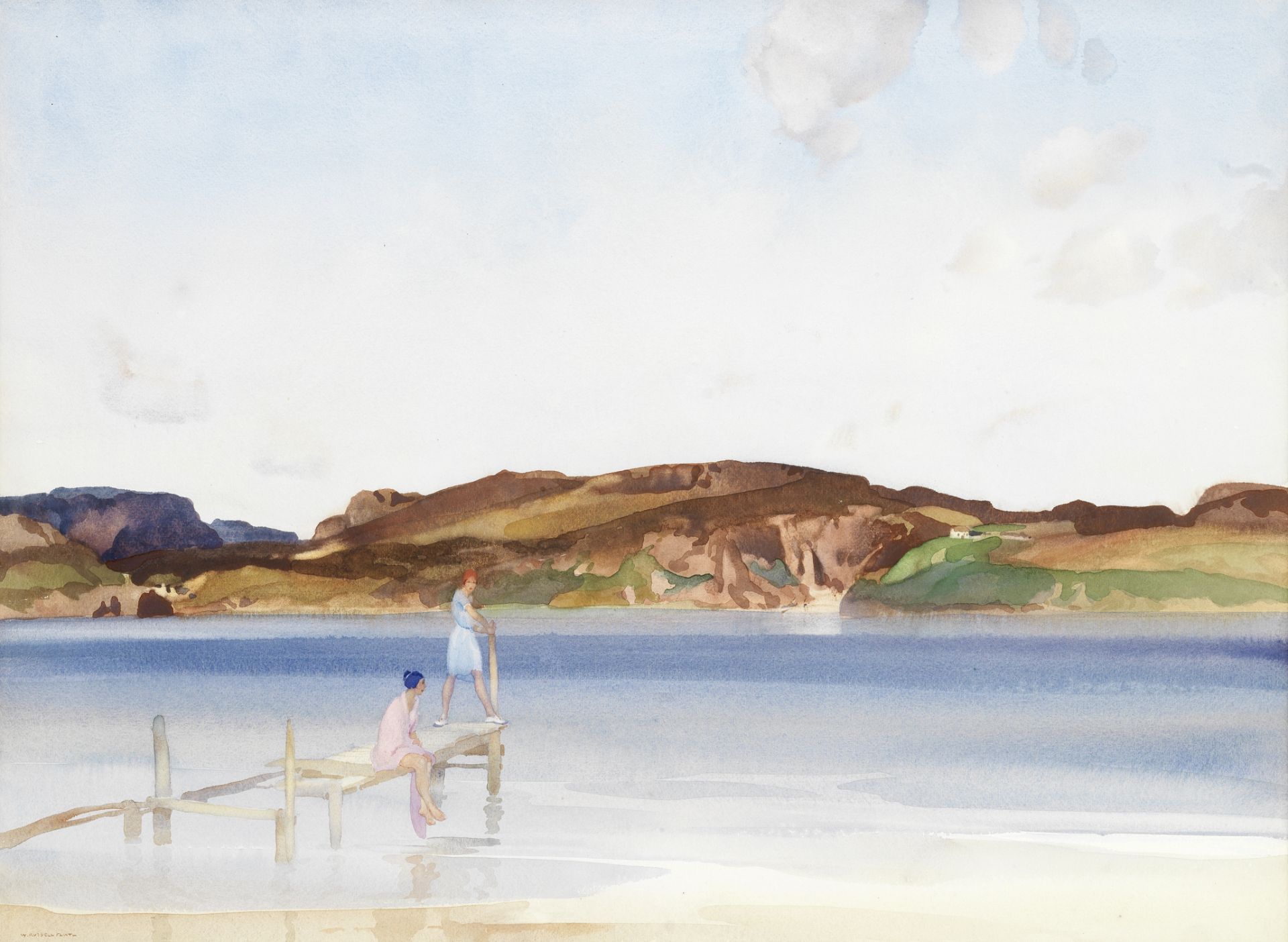 Sir William Russell Flint R.A., P.R.W.S. (1880-1969) 'The beach across the sound'