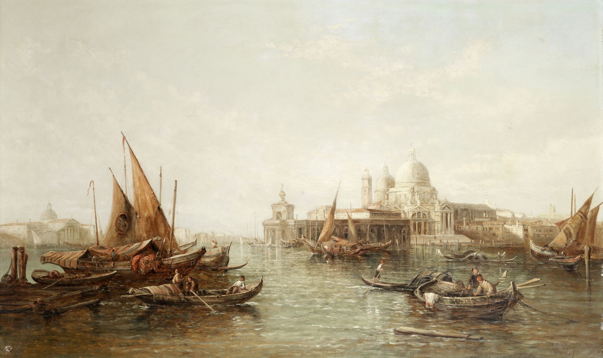 Alfred Pollentine (British, 1836-1890) A busy venetian waterway