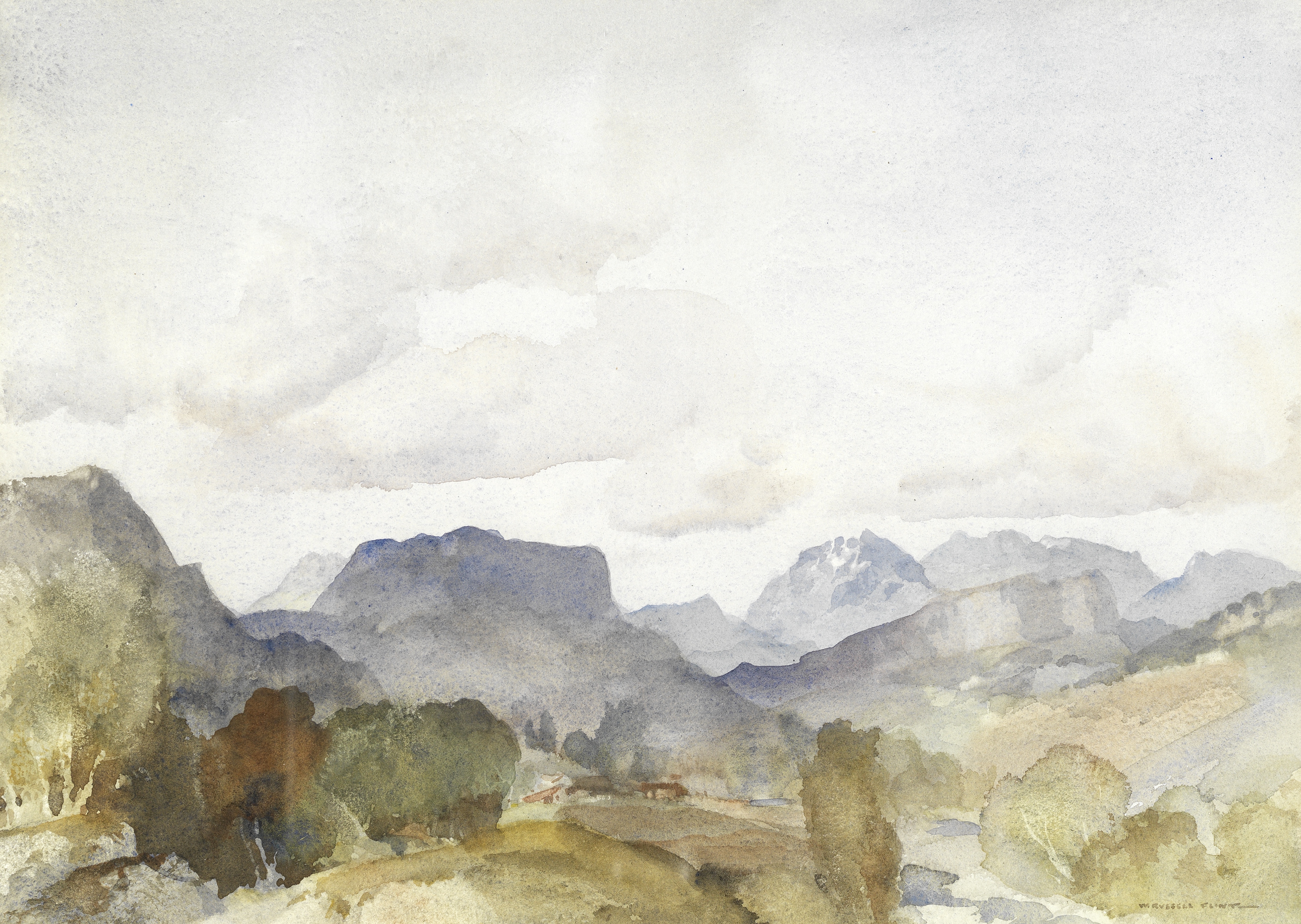 Sir William Russell Flint R.A., P.R.W.S. (1880-1969) 'The exquisite Geroanne Valley'