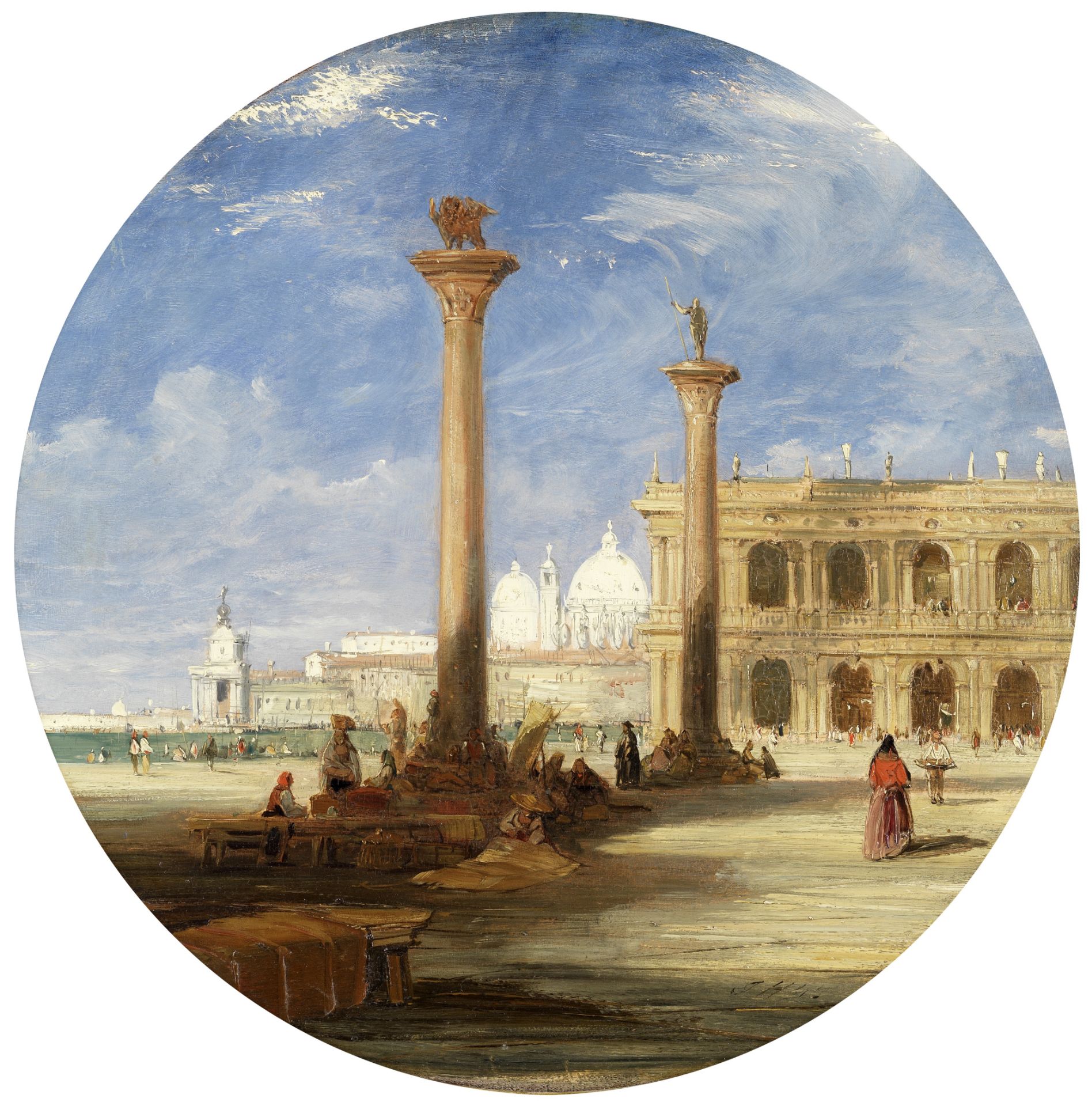 James Holland, RWS (British, 1799-1870) The Dogana from the Piazzetta, Venice tondo 43.3cm (17in...