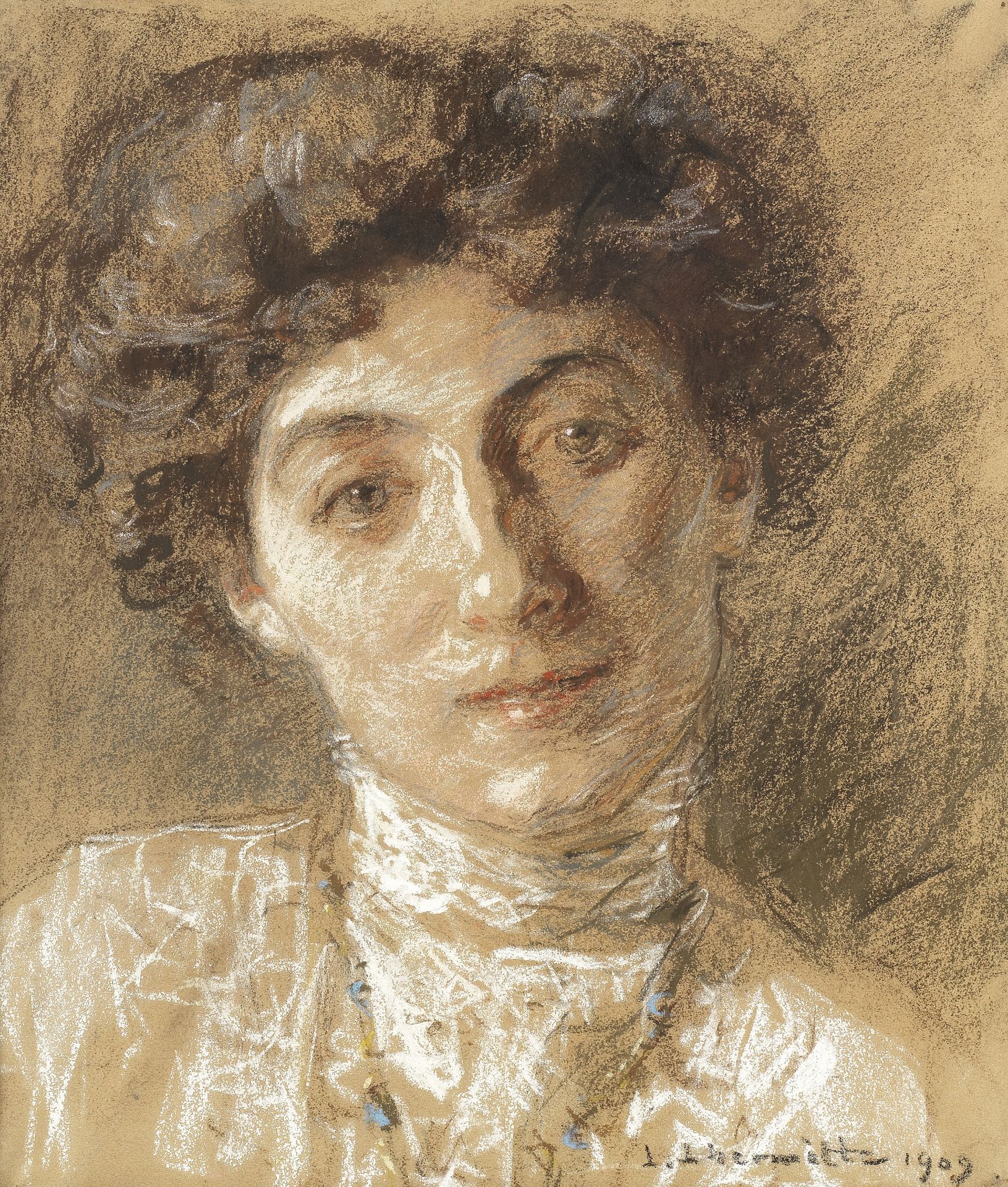 L&#233;on Augustin Lhermitte (French, 1844-1925) Portrait de Madame Jean Lhermitte, n&#233;e Luci...