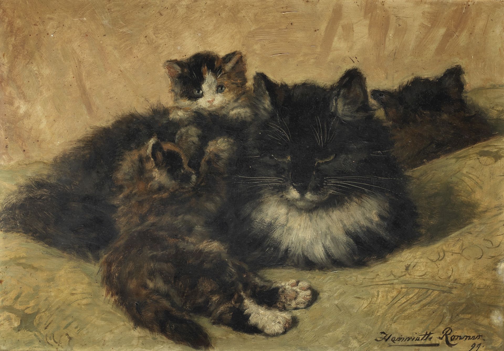 Henriette Ronner-Knip (Dutch, 1821-1909) A gentle provocation