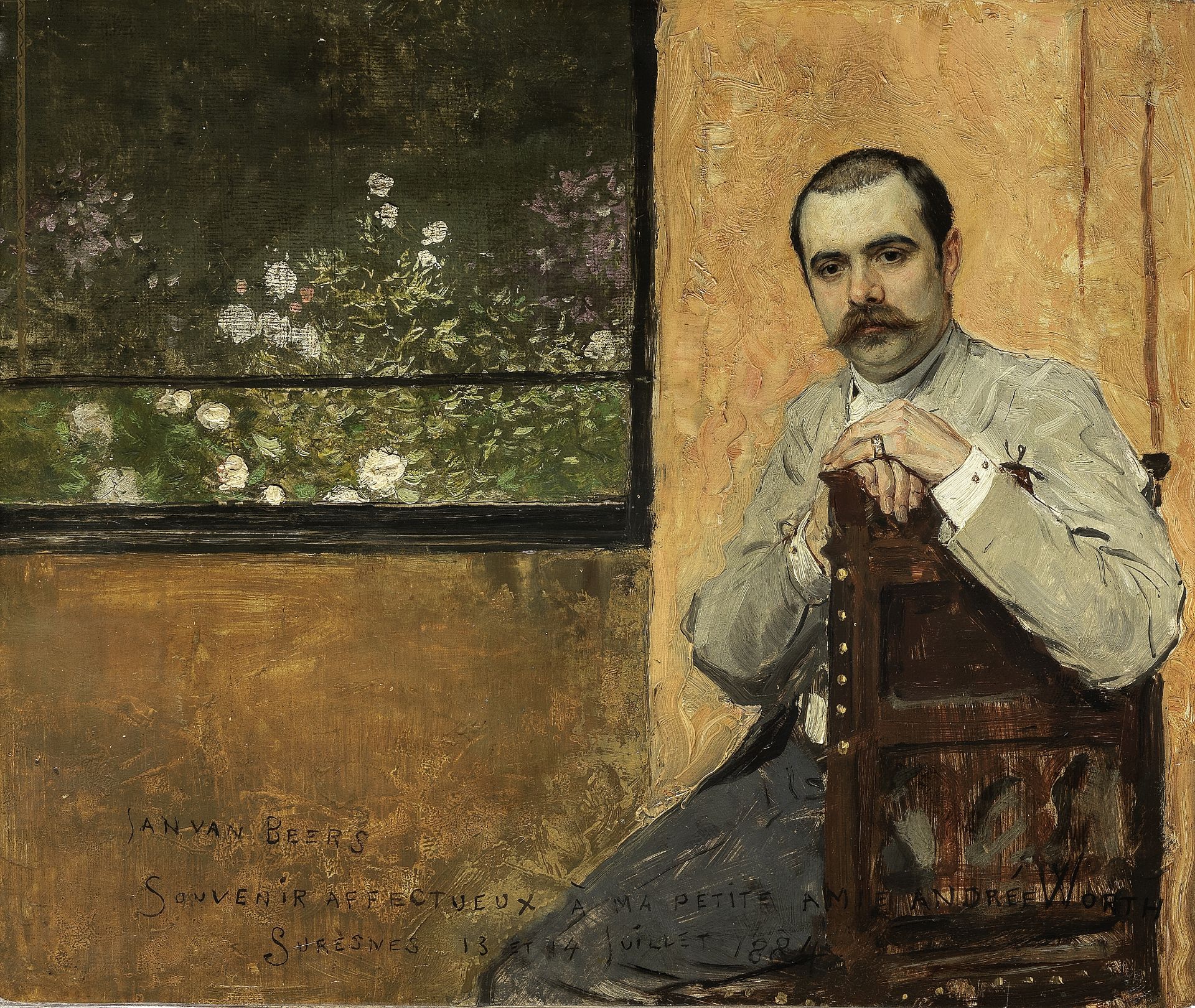 Jan van Beers (Belgian, 1852-1927) Portrait of a man seated by a window