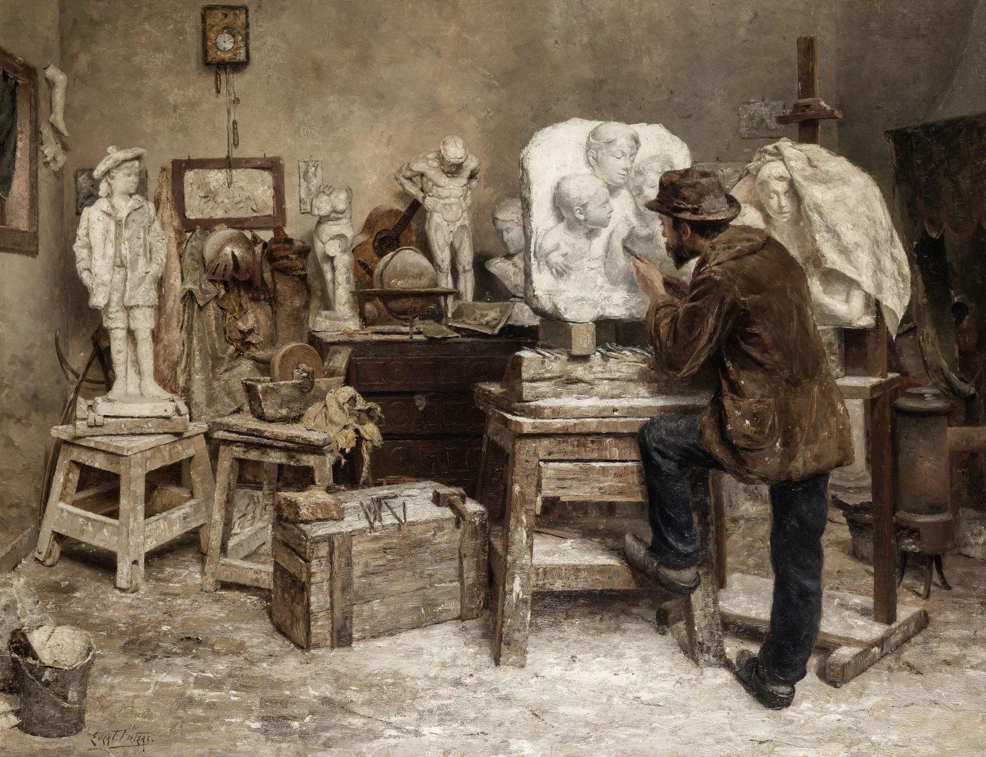 Evert Pieters (Dutch, 1856-1932) The sculptor Alphonse van Beurden in his studio