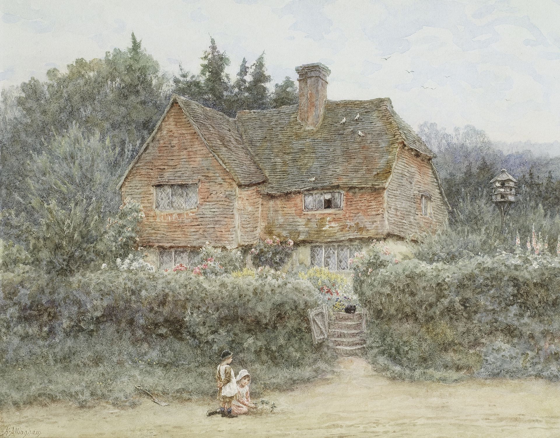 Helen Allingham, RWS (British, 1848-1926) A Surrey cottage