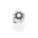 GRAFF: SAPPHIRE AND DIAMOND 'ROSETTE' RING