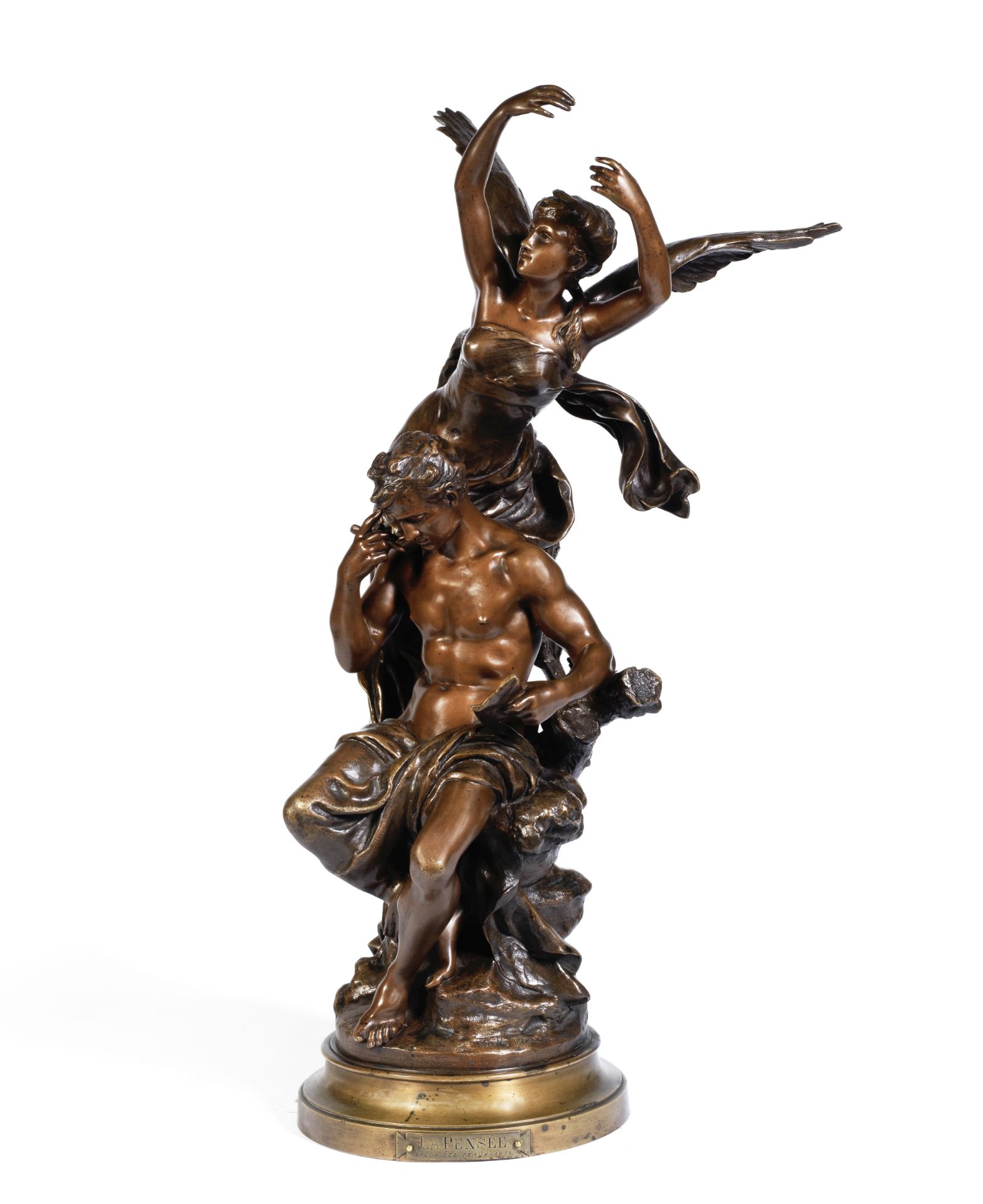 Mathurin Moreau (French, 1822-1912): A patinated bronze model of 'La Pensee'