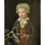 German School, circa 1780 Portrait of a boy, half-length, in a blue coat, red waistcoat and white...