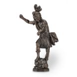 A carved oak figure of a Roman soldier, probably 18th century