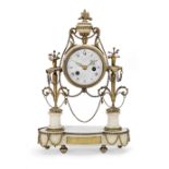 An 19th century French gilt bronze and white marble mantel clock the dial signed Crozier A Paris