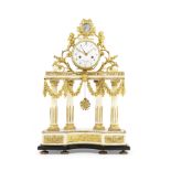 A large late 18th century French ormolu and marble mantel clock with calendar signed Folin L'Aine...