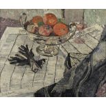 Rudolf Helmut Sauter (British, 1895-1977) Still life of fruit in silver bowl