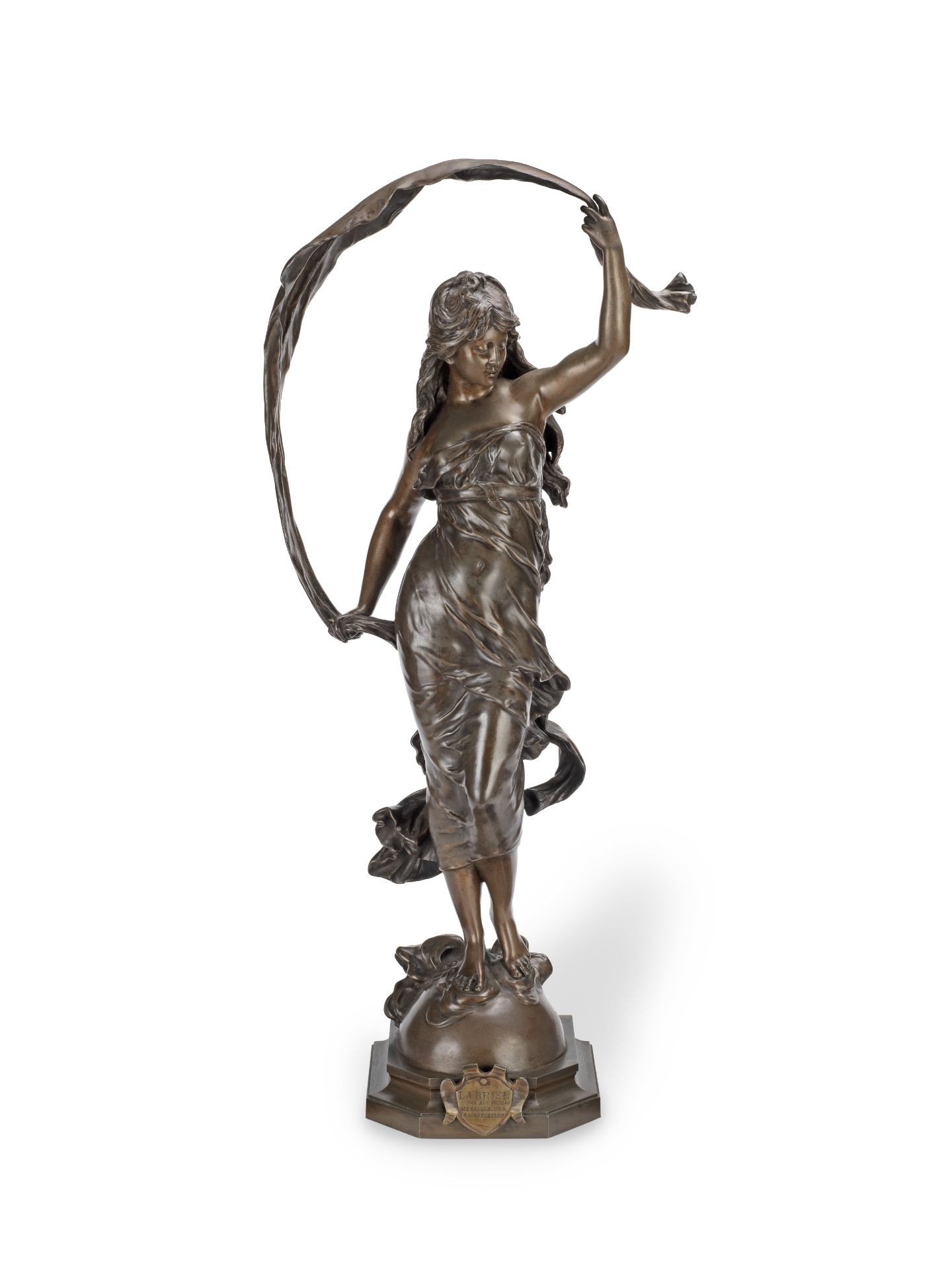 August Moreau (French, 1834-1917): A patinated bronze figure of 'La Brise'