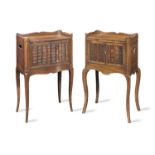 Two similar French early 20th century walnut bedside commodes (2)