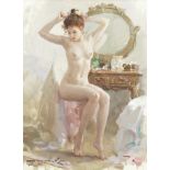 Konstantin Razumov (Russian, born 1961) Nude at her dressing table