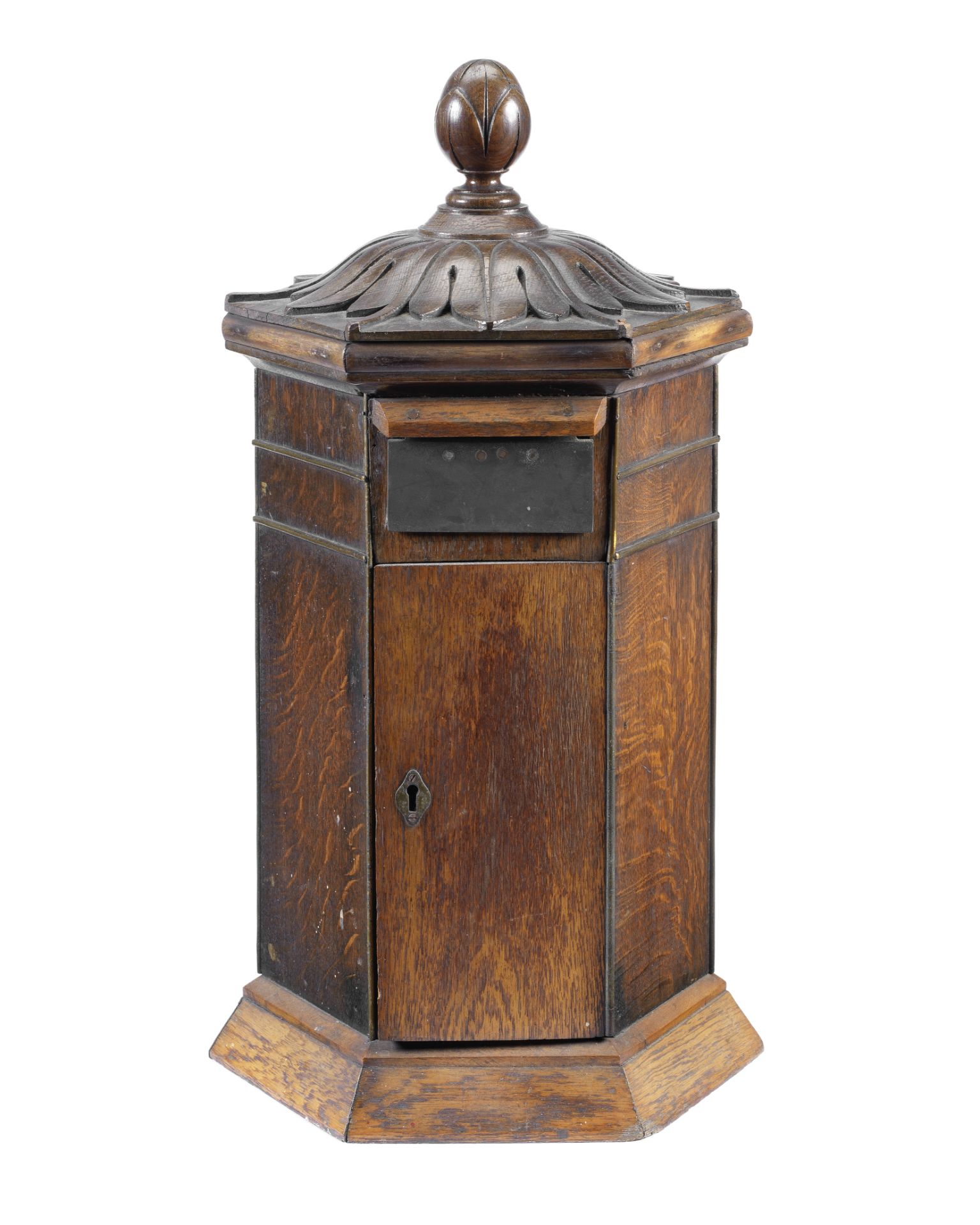 An oak 'Country House' type domestic post box in the Victorian style and made from earlier compon...