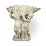 A late 19th century Italian carved marble figural fountain group