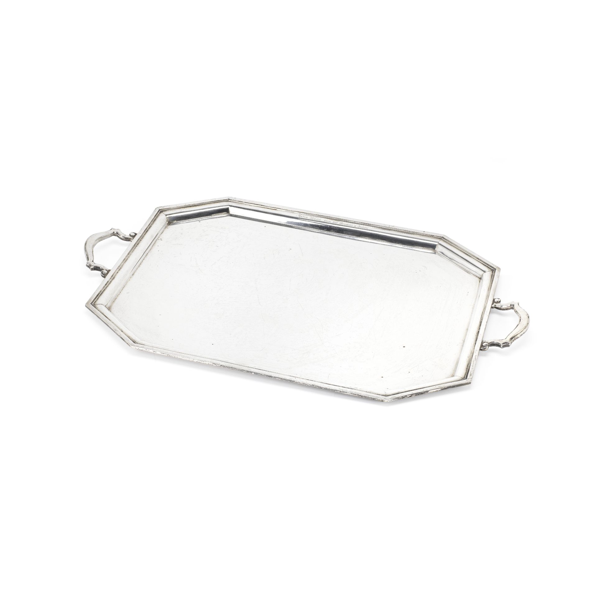 A silver two-handled tray Richard Woodman Burbridge, stamped 'Harrods', London 1929