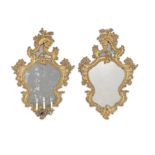 A pair of Italian third quarter 18th century giltwood girandoles (2)