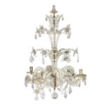 A mid 18th century North Italian rock crystal four light chandelier probably Genoese
