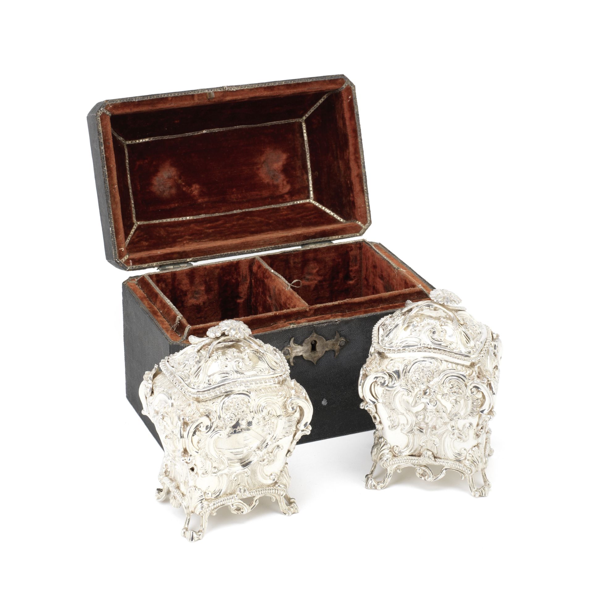 A cased pair of George III silver tea caddies John Wakefield, London 1818