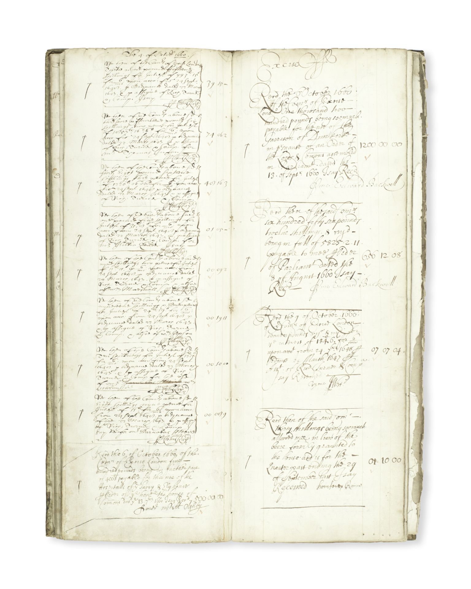 BANKING - SEVENTEENTH CENTURY Banking ledger kept in person by Edward Backwell, containing well o...