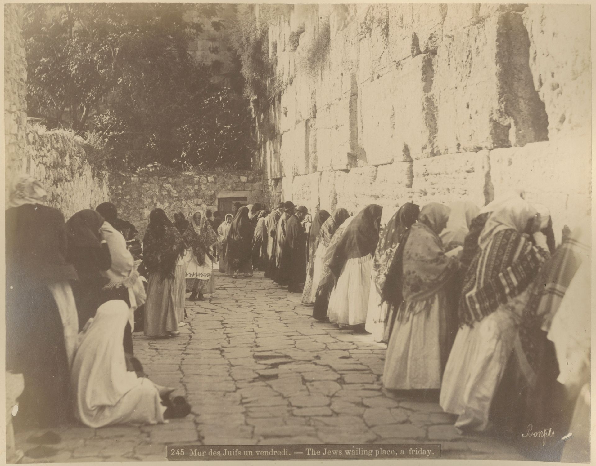 JERUSALEM &#8211; WAILING WALL BONFILS (FELIX) 'Mur des juifs un vendredi - The Jews wailing plac...