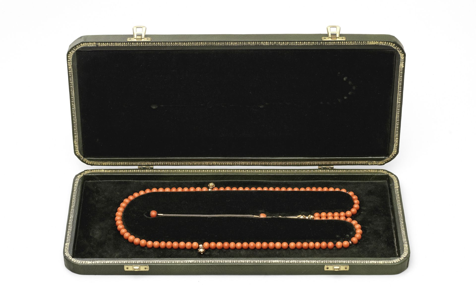 A set of Ottoman coral and gold prayer beads (tasbih) Turkey or Europe for the Ottoman Market, 19...