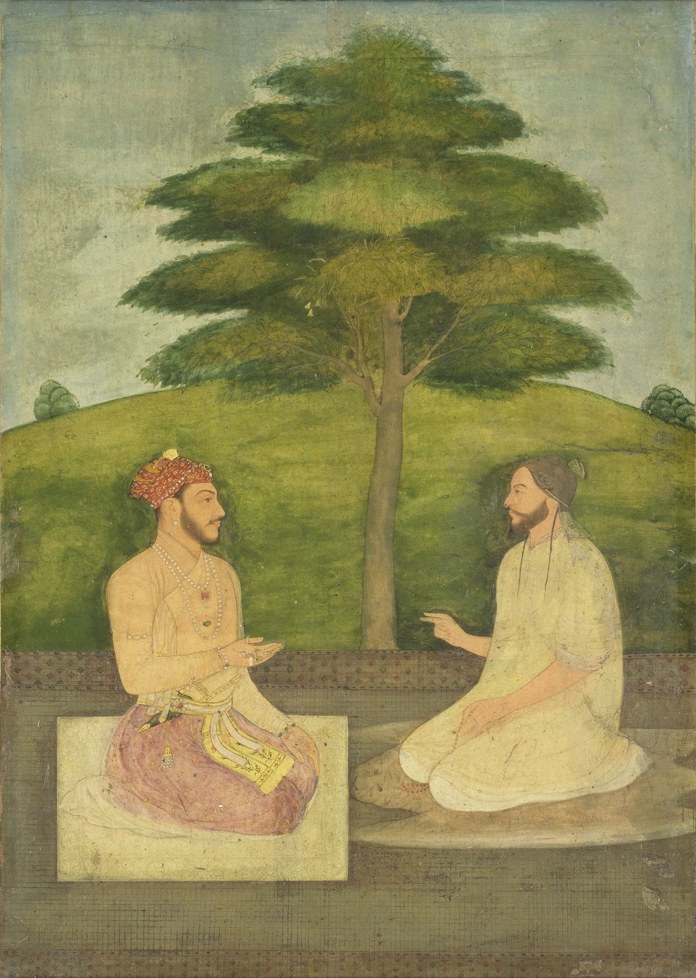Prince Sulayman Shikuh in conversation with a scholar Mughal, attributed to Chitarman, circa 1655