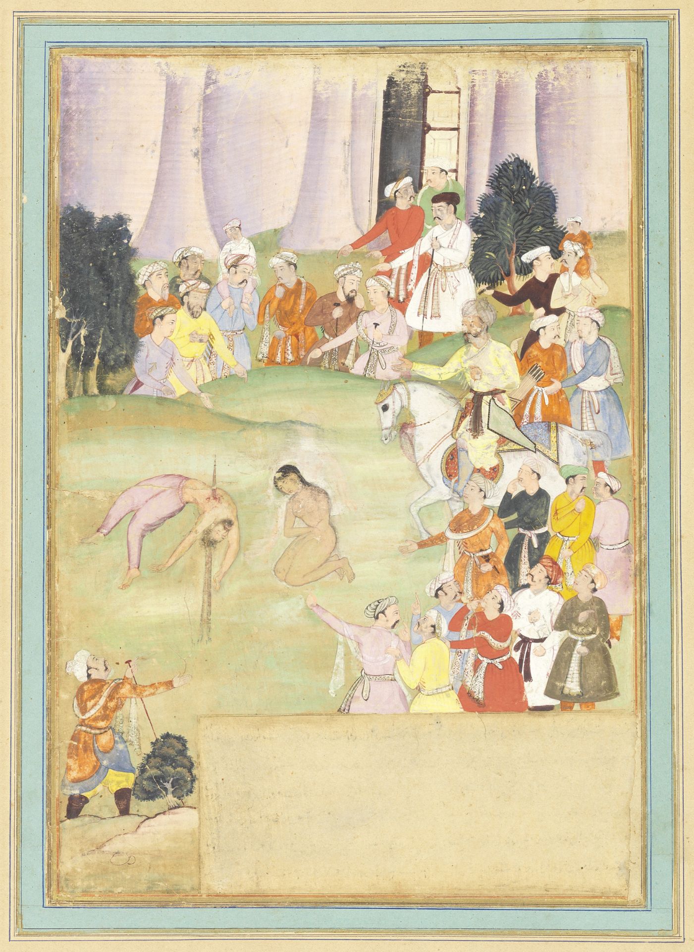 A scene depicting a ruler overseeing the execution of an offender Mughal, circa 1600