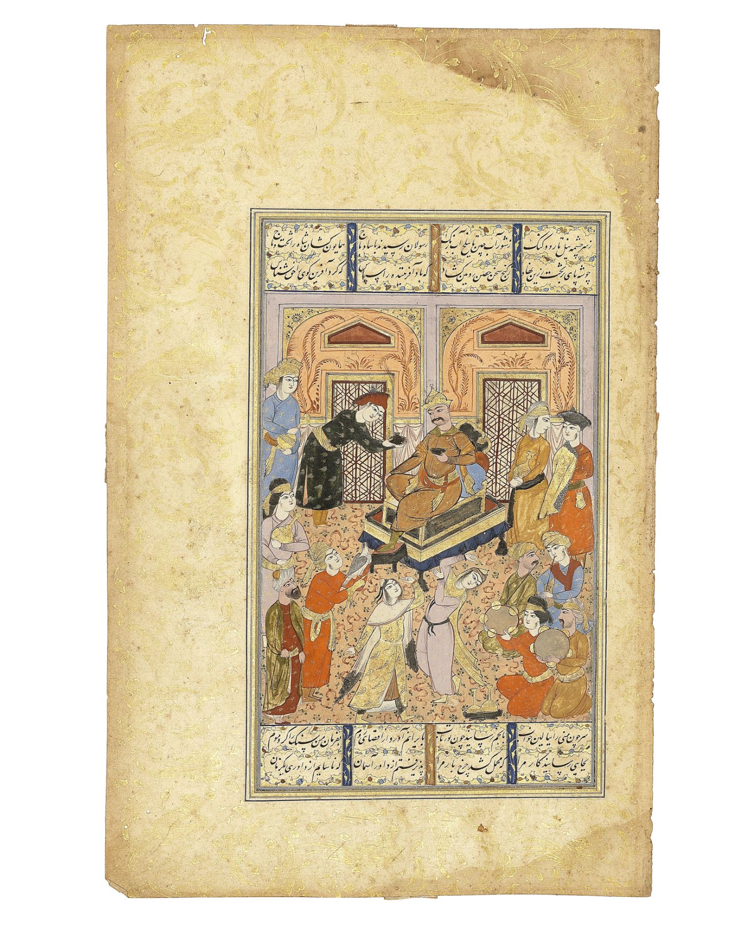 Two illustrated leaves from a dispersed manuscript of Nizami's Khamsa Persia, 17th Century(2)