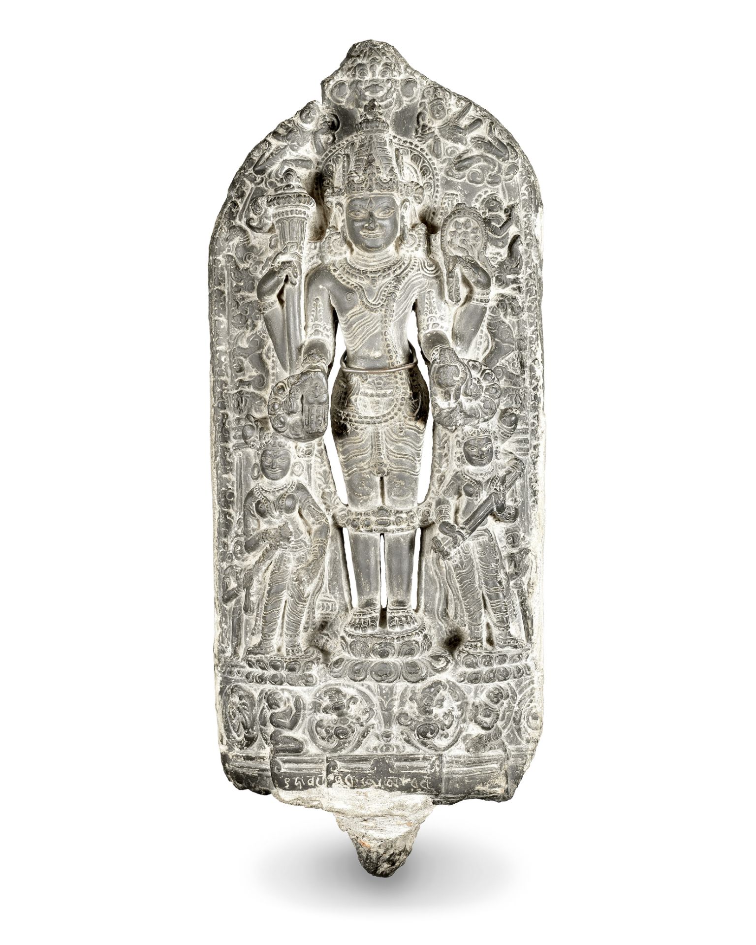 A Pala blackstone stele of Vishnu Northeastern India, Pala-sena period, circa 11th Century