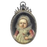 Flemish School, 17th Century Portrait of a child, half-length, holding a rattle