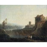 Attributed to Paolo Anesi (Rome circa 1700-circa 1761) An extensive river landscape with figures ...