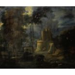 Circle of Gaspard Dughet, called Gaspard Poussin (Rome 1615-1675) A river landscape with figures ...