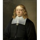 Dutch School, 1671 Portrait of a young man, half-length, in black