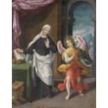 Manner of Federico Zuccaro, 18th Century Saint Frances of Rome with her guardian angel