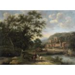 Attributed to Frederick de Moucheron (undefined, Emden 1633-1686 Amsterdam) A river landscape wit...