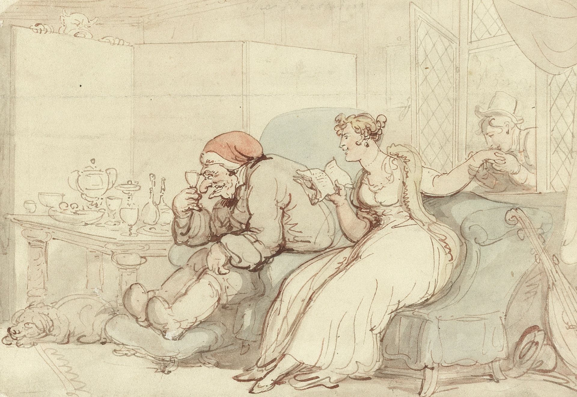 Thomas Rowlandson (London 1756-1827) When the old fool has drunk his wine, and gone to rest, I'll...