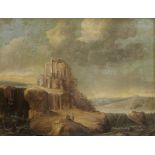 David de Hooch (The Netherlands, active 1639-1655) An extensive river landscape with a family bef...