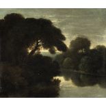 Follower of Adam Elsheimer (Frankfurt am Main 1578-1610 Rome) A river landscape at dusk
